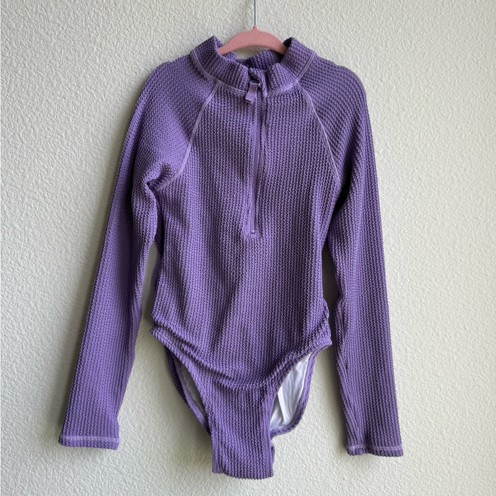 Purple Long Sleeve Kids Swimsuit